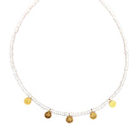 5 gold coins necklace white