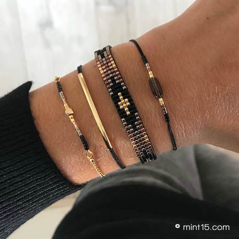 Glass Stone Bracelet – Black & Brown