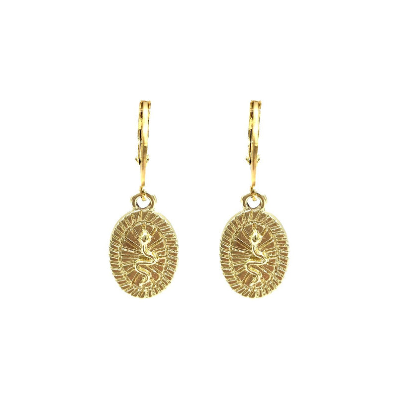 Snake tag hoops gold