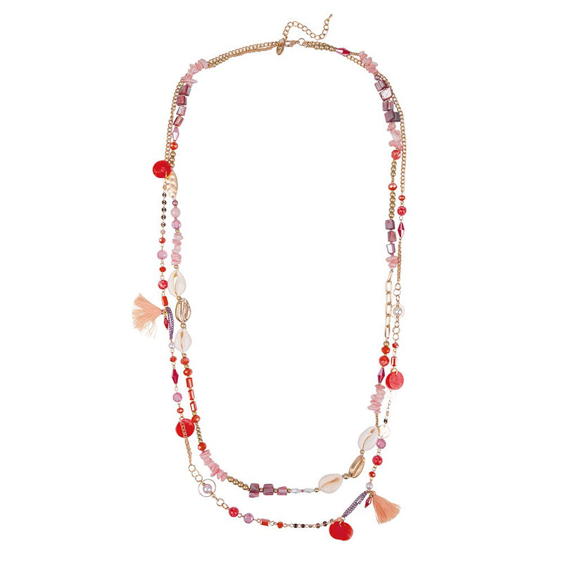Laagjes ketting schelp - geel