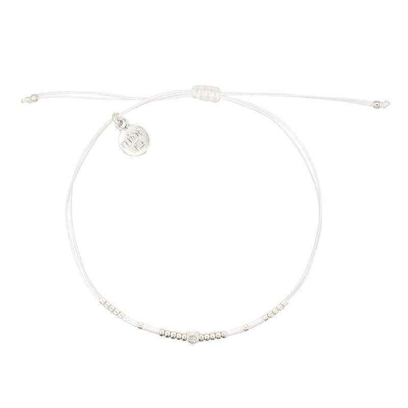 Tiny Beads & Diamond Bracelet – White