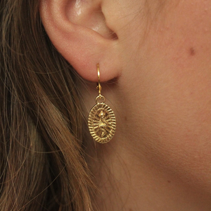 Snake tag hoops gold