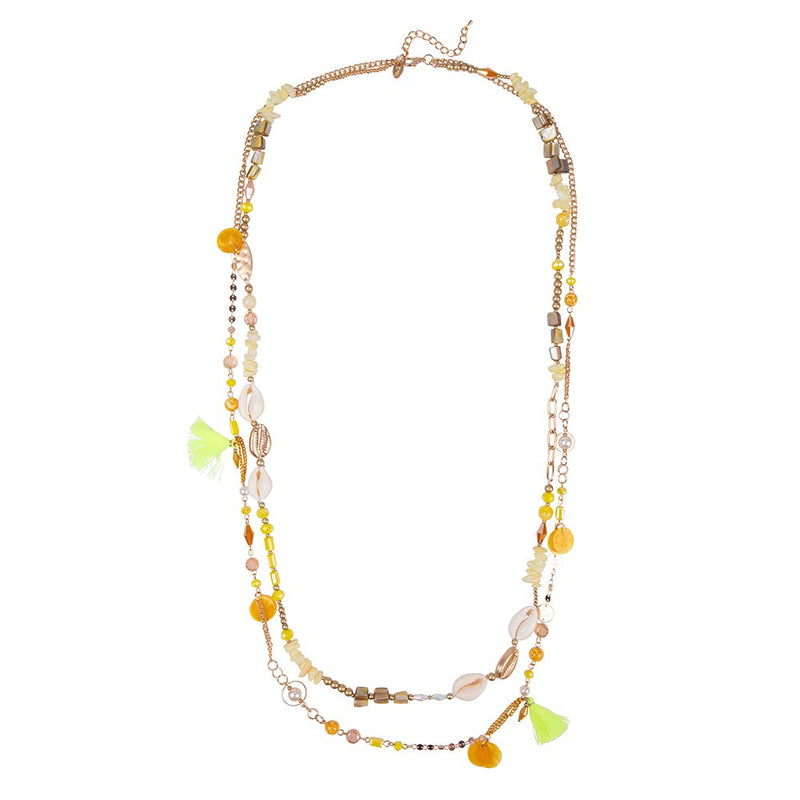Laagjes ketting schelp - geel
