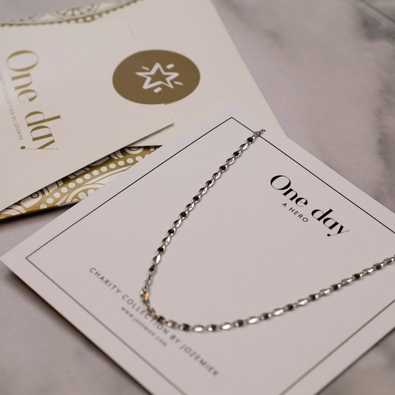 ONE DAY charity ketting zwart  ( 14k geel goud of wit goud)